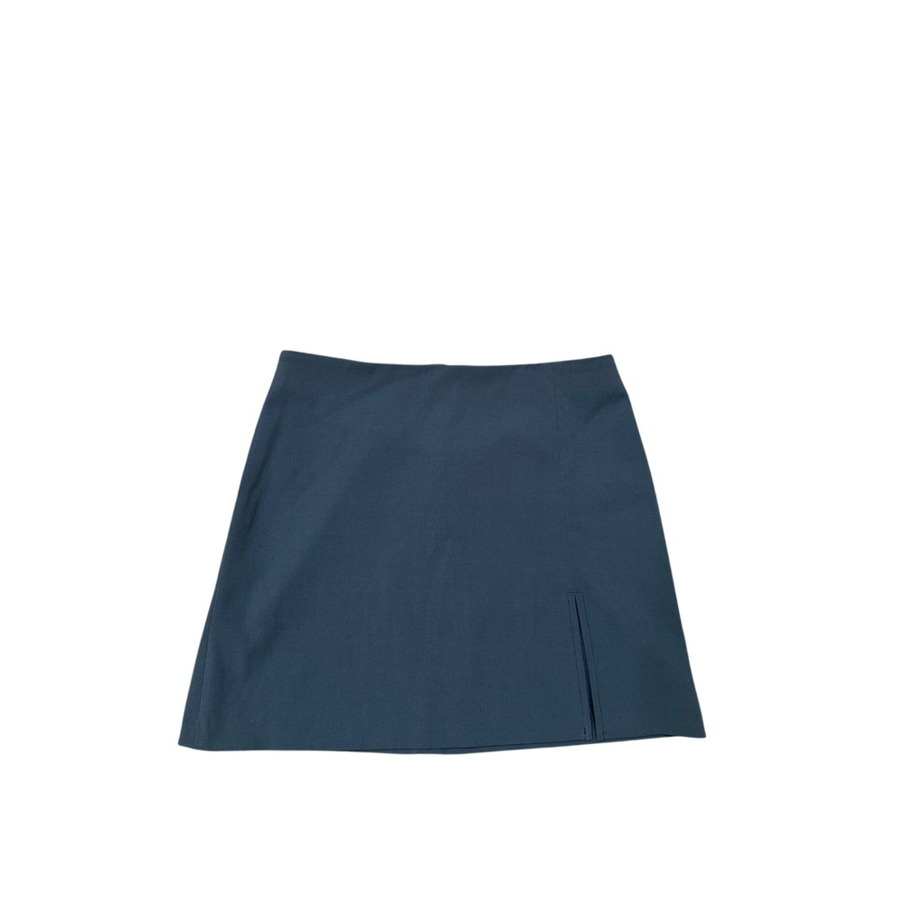 Sunday Best Aritzia Dark Teal Blue Mini Skirt Side Slit Size 4 preppy